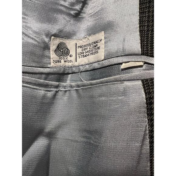 Vintage 100% Wool Sport Coat Suit Jacket Black & Gray Size 39 JL - Picture 8 of 12